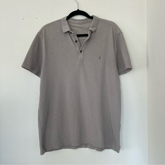 Allsaints Clash Grey Polo Shirt - Picture 1 of 6